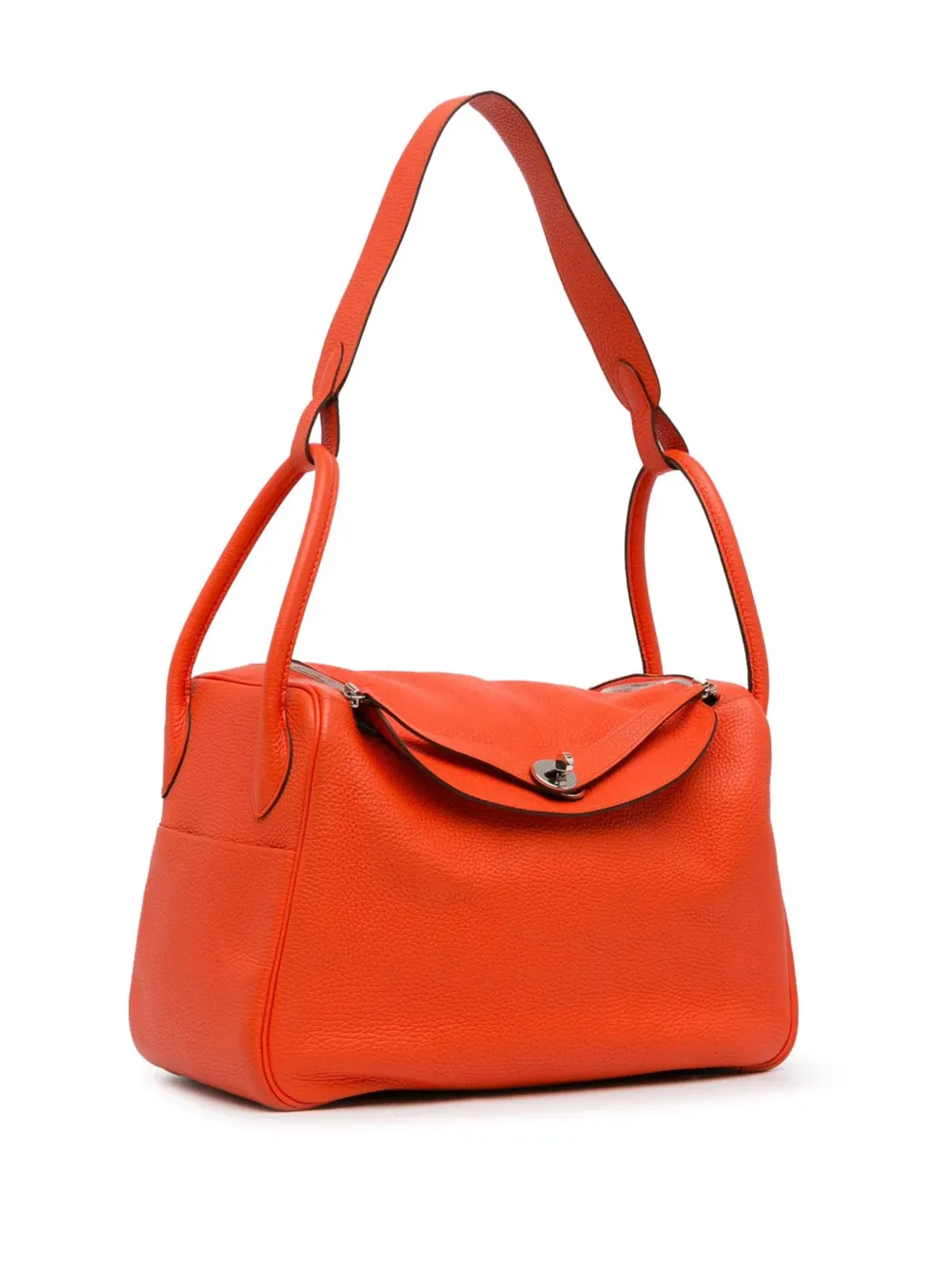Hermès ビンテージ Clemence Lindy 34 サッチェル オレンジ - 画像3