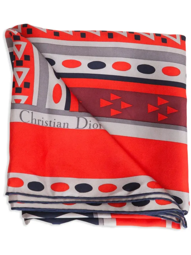 Christian Dior Pre-Owned Christian Dior ビンテージ 1970年代 ジオメトリックプリント スカーフ - レッドの商品画像