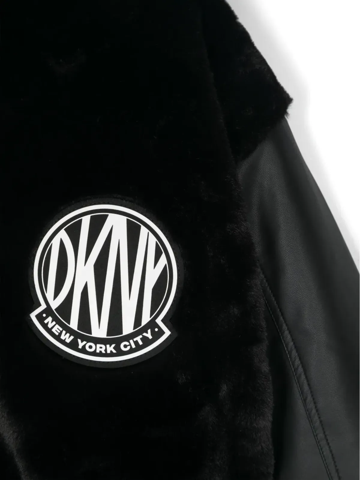 Dkny Kids ロゴアップリケ フェイクファー付きボンバージャケット - 画像3