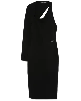 Karl Lagerfeld アシンメトリック ジャージー ミディドレス - ブラック - サムネイル1