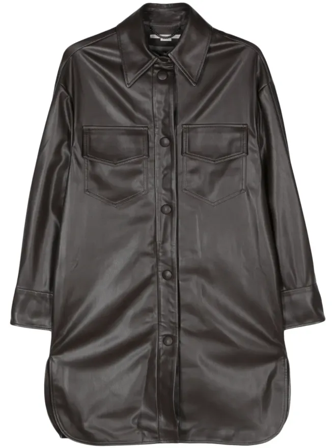 Stella McCartney Stella McCartney フェイクレザーオーバーシャツ ブラウンの商品画像