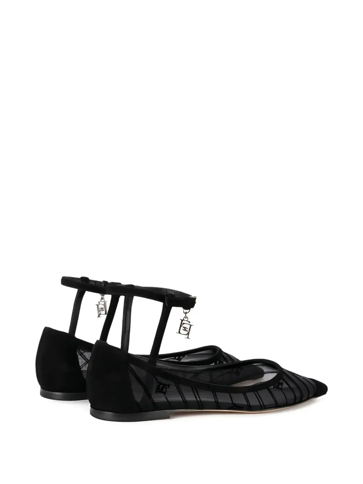 Elisabetta Franchi チャームディテール バレエフラット ブラック - 画像4