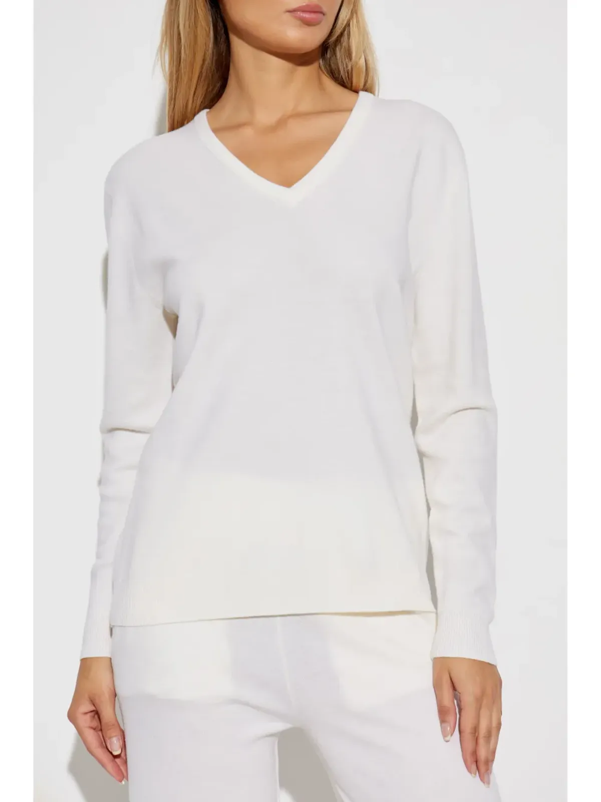 Max Mara Vネック ウールニットトップ - 画像3