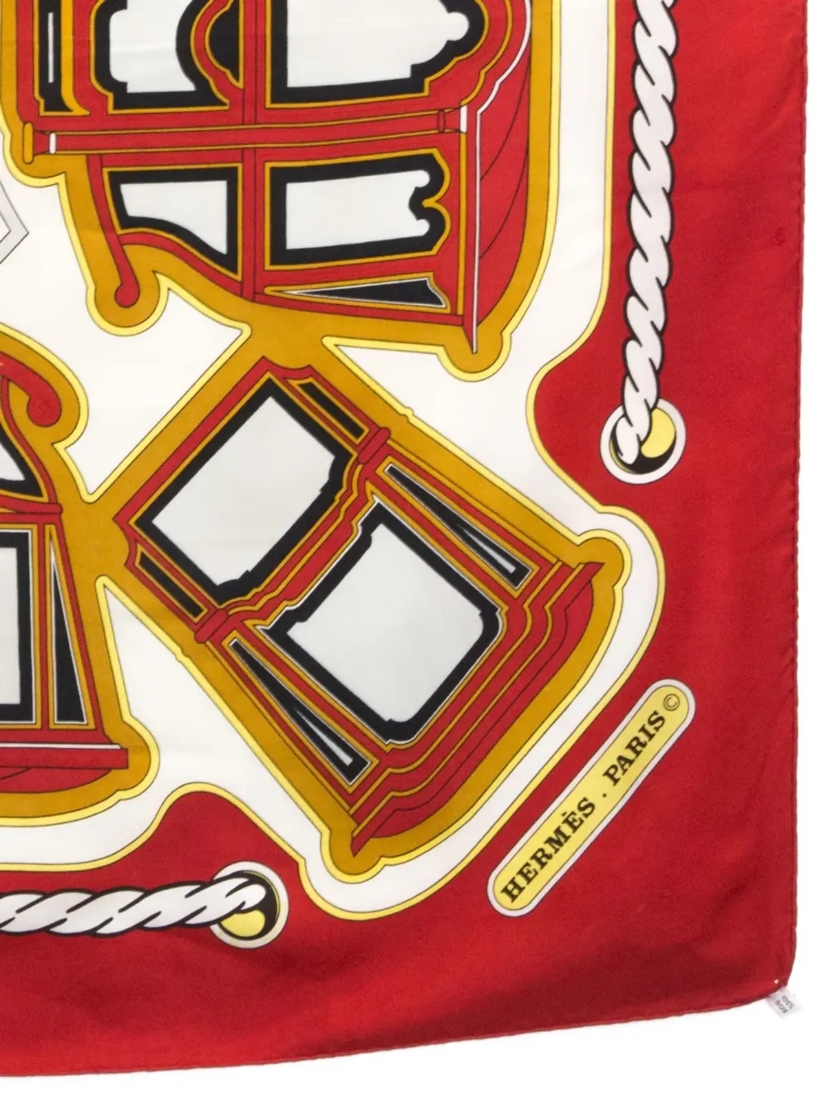 Hermès ビンテージ 1980年代 Les Berlines シルクスカーフ - レッド - 画像4