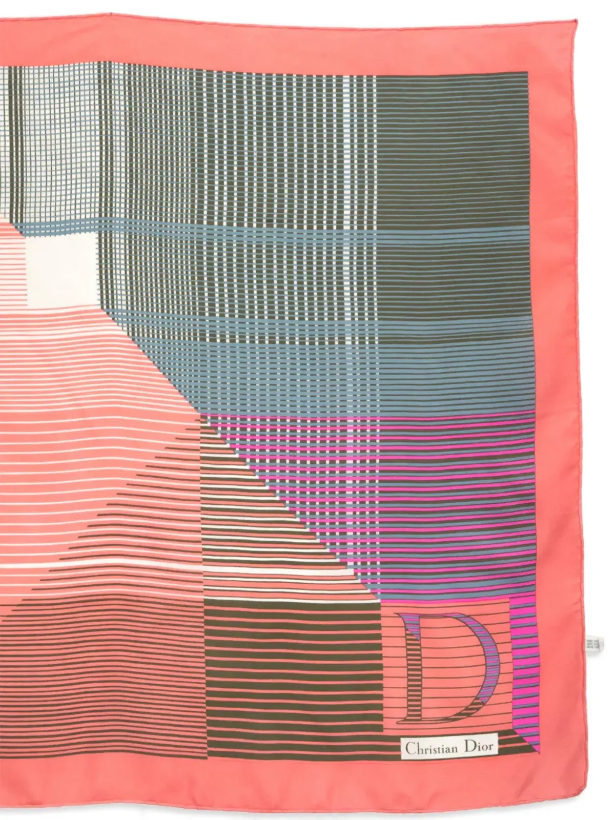 Christian Dior ビンテージ 1970年代 ストライプ柄 シルク スカーフ - ピンク - 画像3