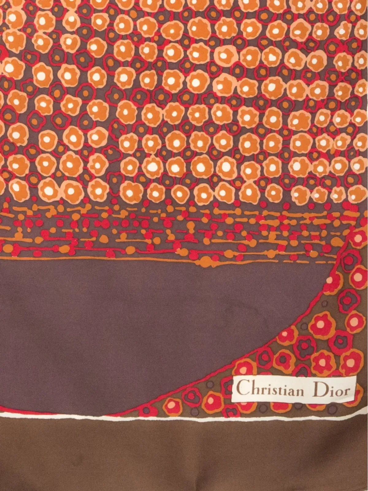 Christian Dior ビンテージ 1970年代 抽象柄スカーフ - ブラウン - 画像2