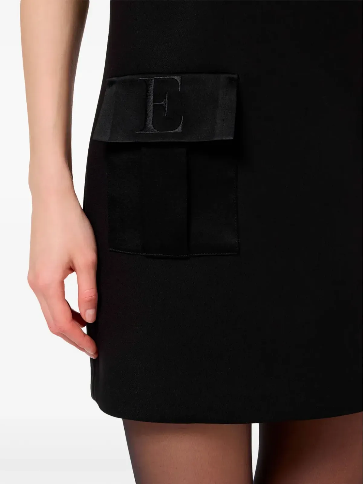 Elisabetta Franchi ポケットディテール ボックスシルエット クレープ ミニドレス - 画像5