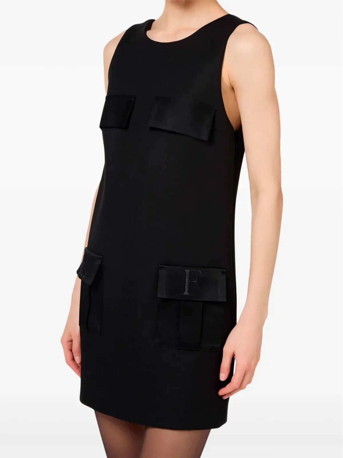 Elisabetta Franchi ポケットディテール ボックスシルエット クレープ ミニドレス - 画像4