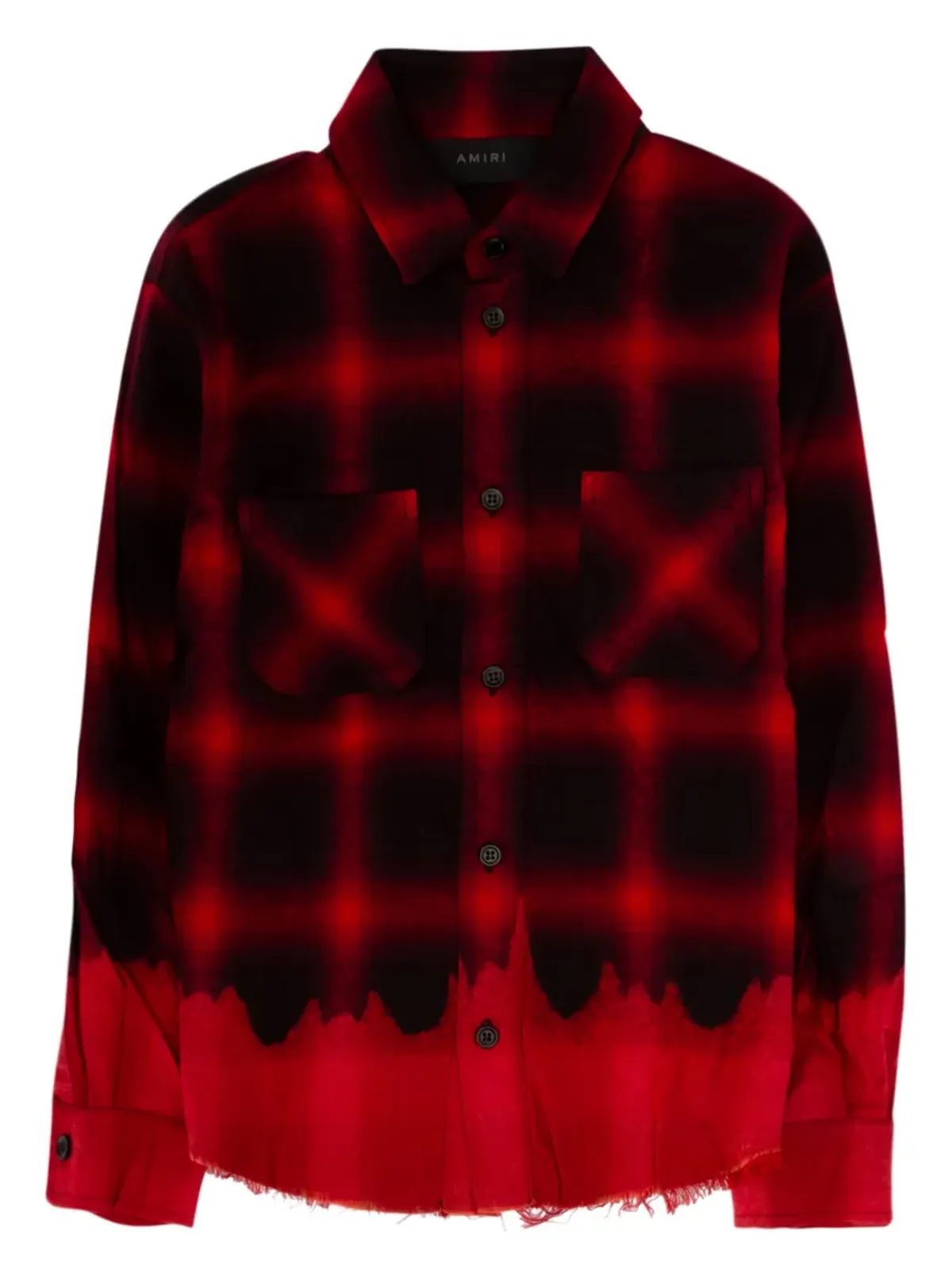 AMIRI KIDS ダメージ加工 プラッドチェック コットンシャツ - レッド - 画像1