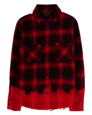 AMIRI KIDS ダメージ加工 プラッドチェック コットンシャツ - レッド - サムネイル1
