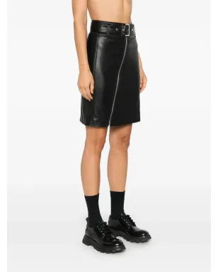 Karl Lagerfeld フェイクレザー バイカースカート ブラック - サムネイル3