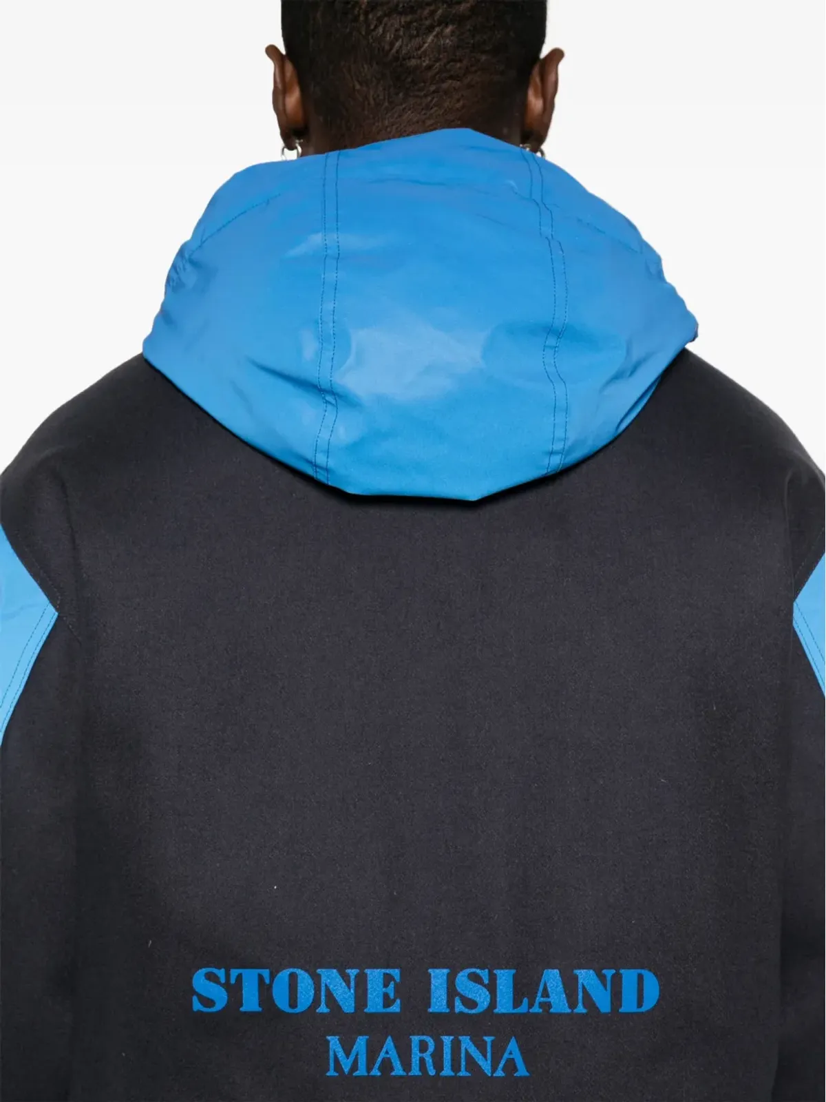Stone Island ロゴプリント ダウンジャケット ブルー - 画像5