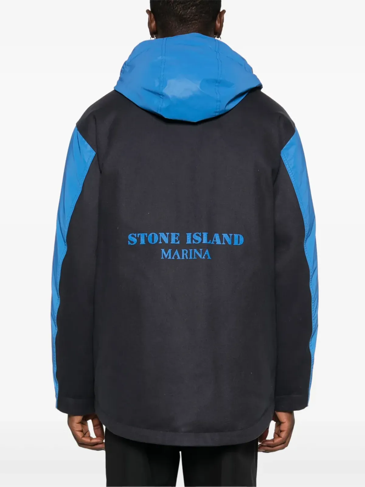 Stone Island ロゴプリント ダウンジャケット ブルー - 画像4