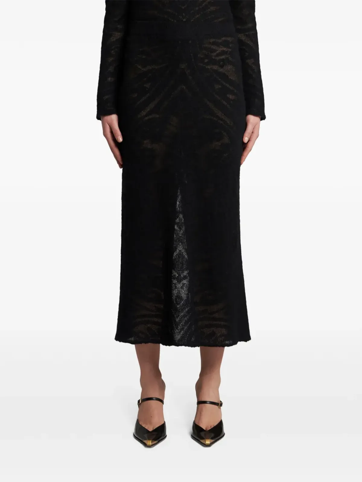 ETRO ニットジャカード ミディスカート - ブラック - 画像2