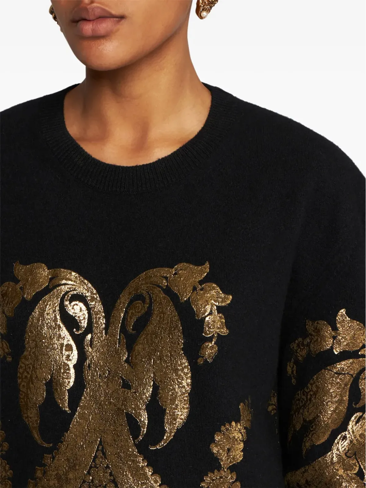 ETRO メタリックプリント ニットセーター - ブラック - 画像5
