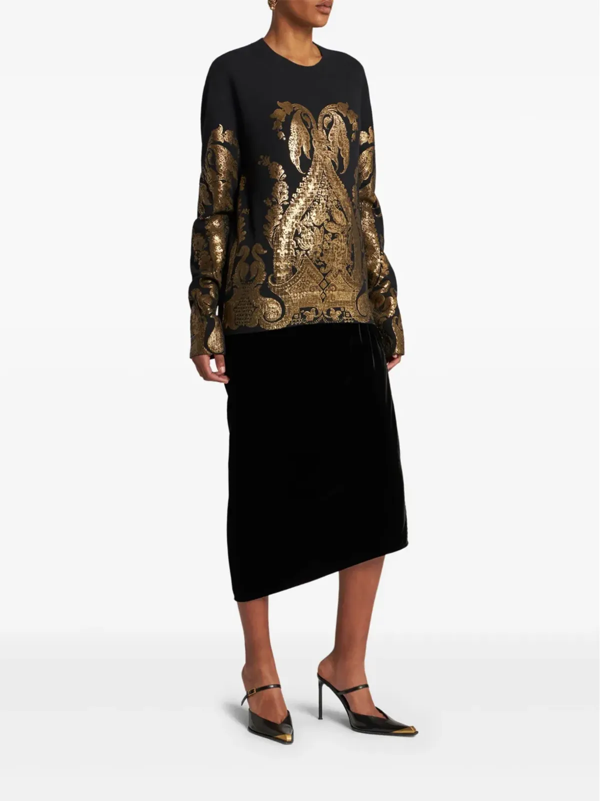 ETRO メタリックプリント ニットセーター - ブラック - 画像2