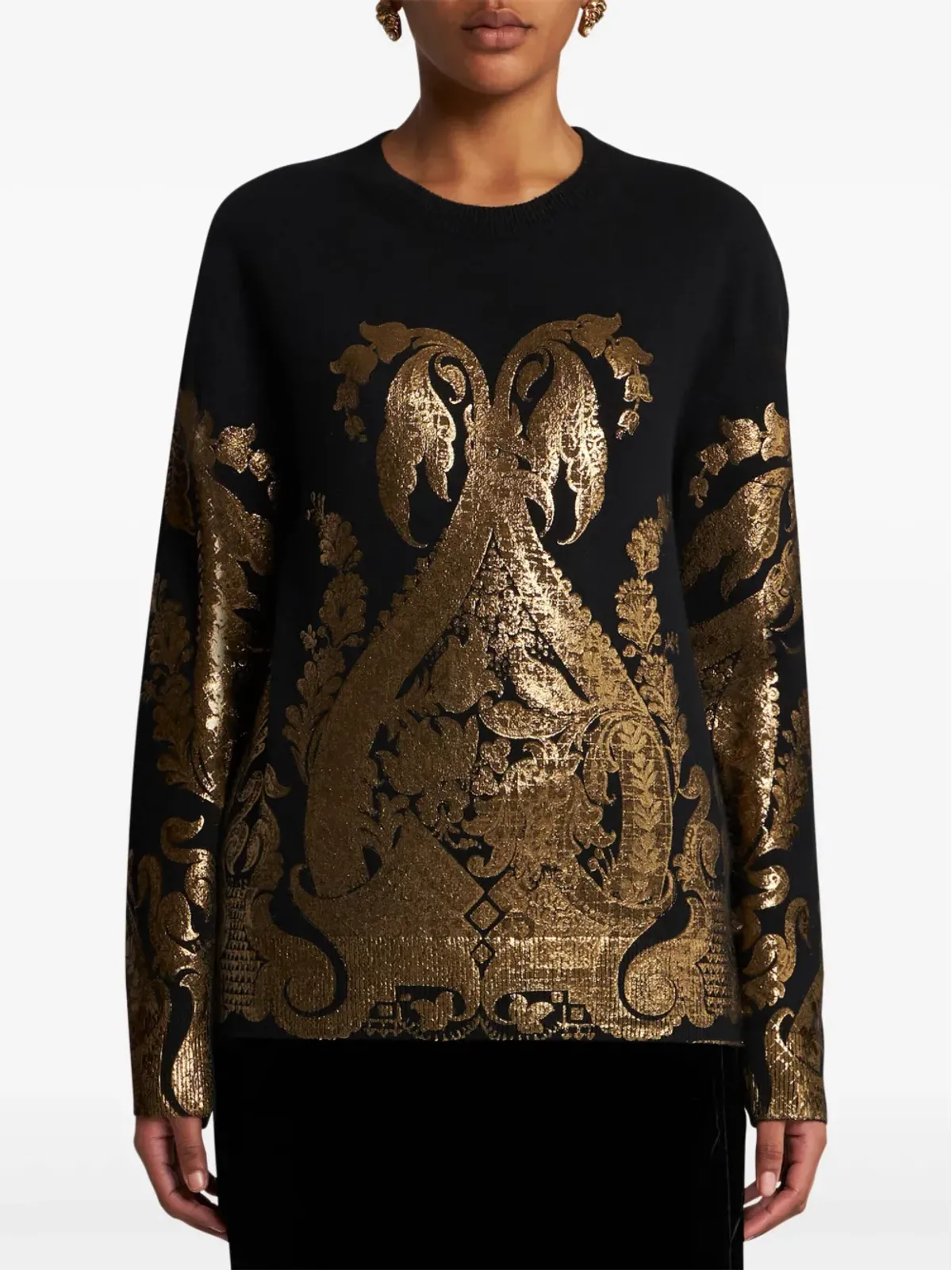 ETRO メタリックプリント ニットセーター - ブラック - 画像3
