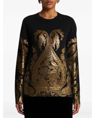 ETRO メタリックプリント ニットセーター - ブラック - サムネイル3
