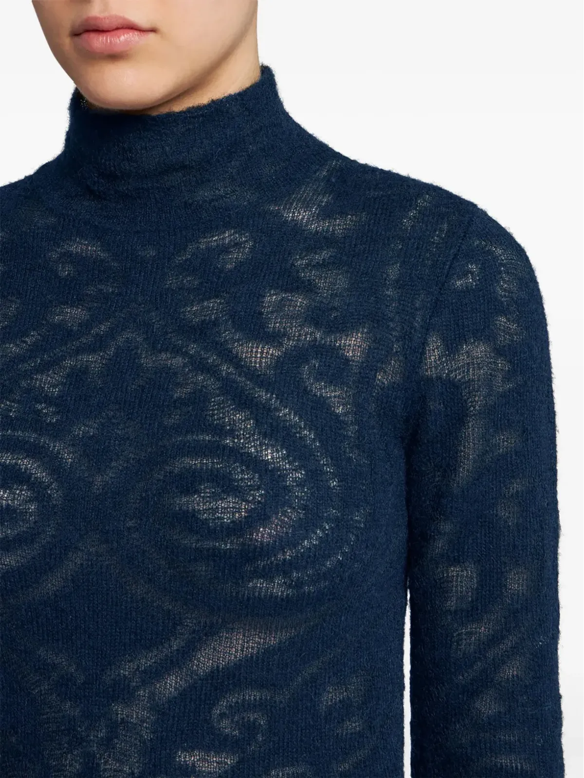ETRO ロールネック ジャカード セーター - ブルー - 画像5