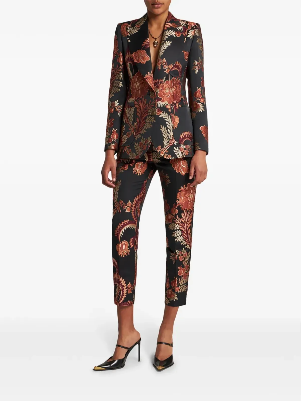 ETRO ジャカード織り テーパードパンツ - ブラック - 画像2