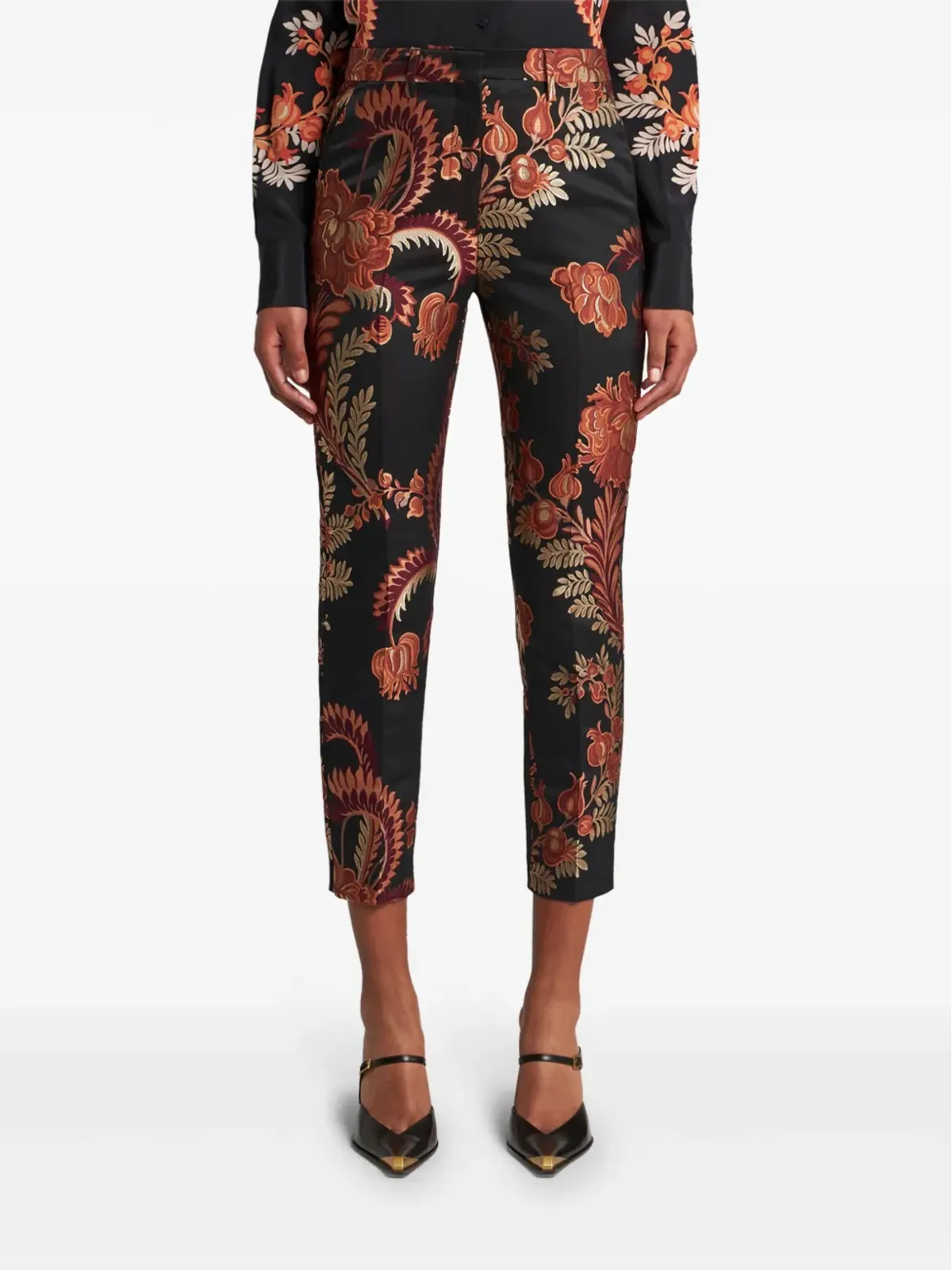 ETRO ジャカード織り テーパードパンツ - ブラック - 画像3