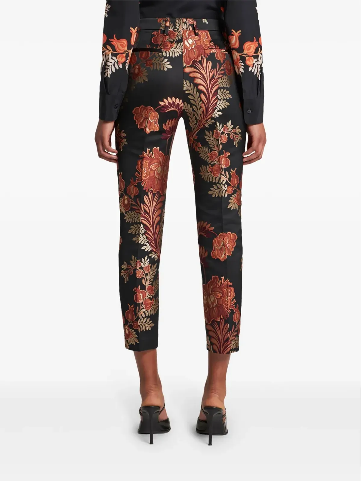 ETRO ジャカード織り テーパードパンツ - ブラック - 画像4