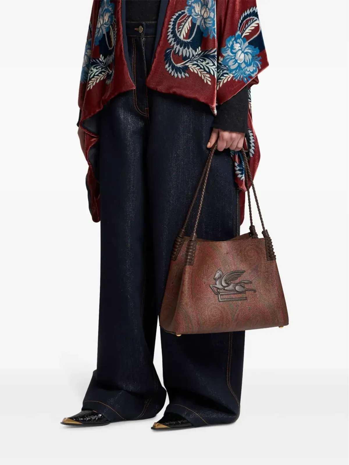 ETRO 小さめ ペイズリー Libra トートバッグ - ブラウン - 画像2