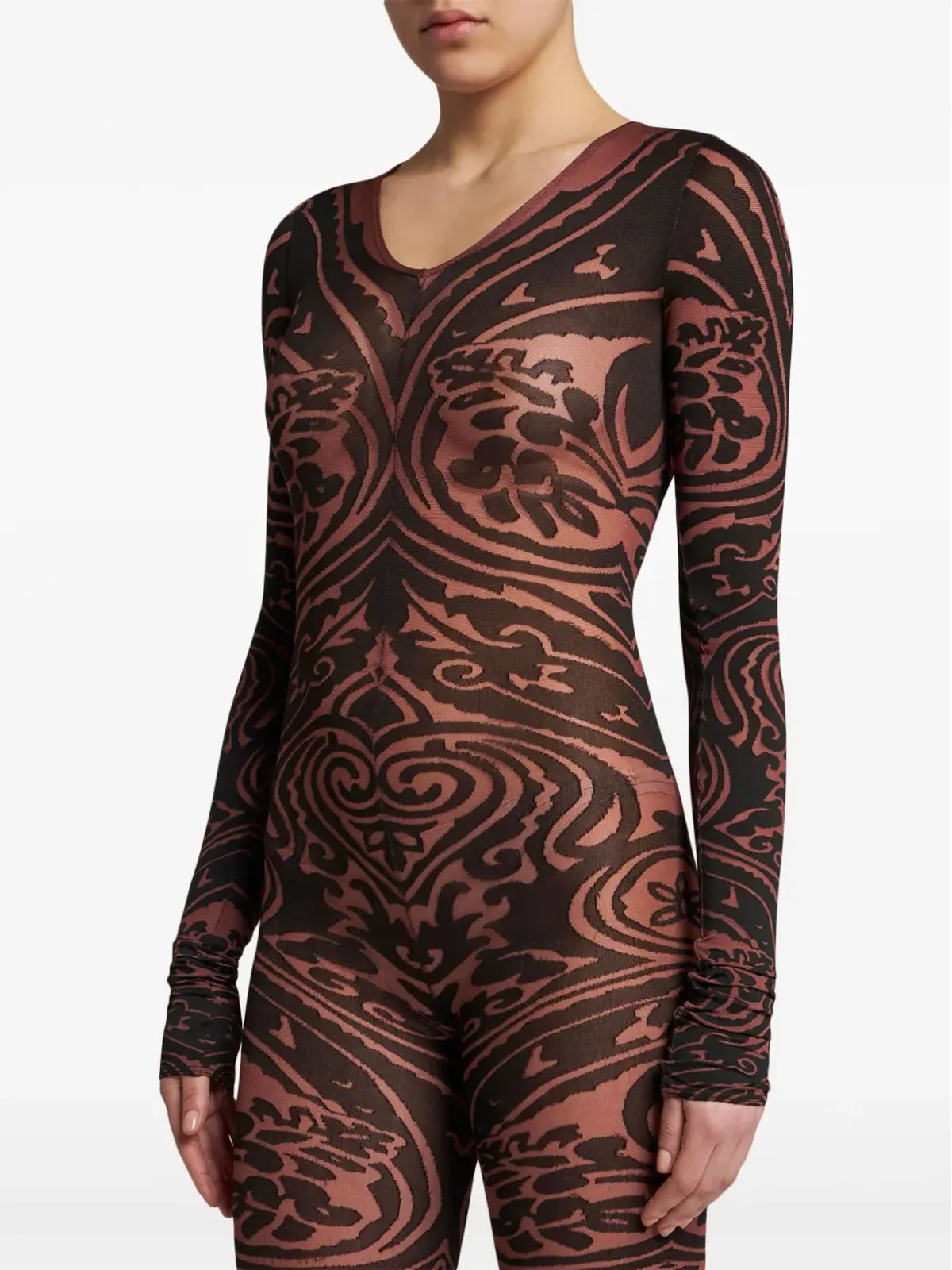 ETRO Paisley Tattoo ボディスーツ - レッド - 画像5