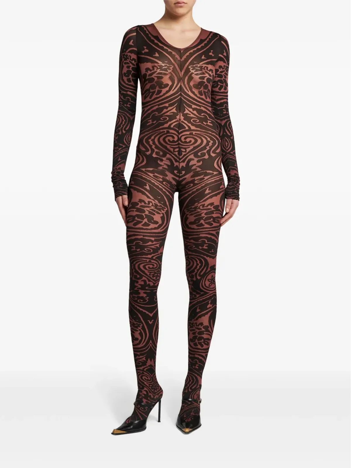 ETRO Paisley Tattoo ボディスーツ - レッド - 画像3