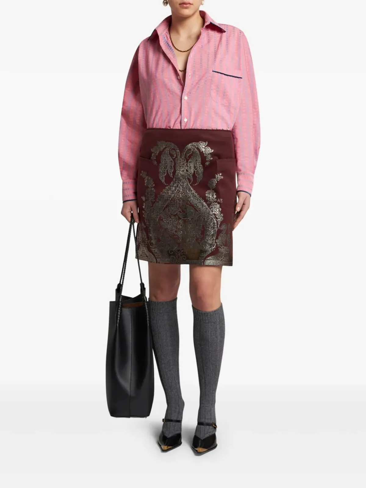 ETRO プリント メタリックエフェクト ミニスカート - レッド - 画像2