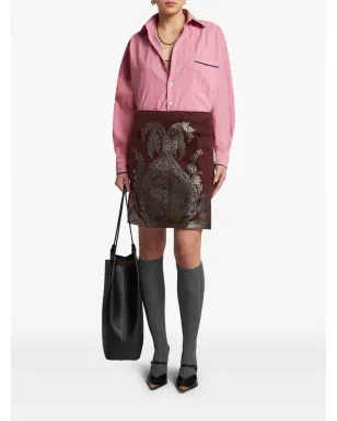 ETRO プリント メタリックエフェクト ミニスカート - レッド - サムネイル2