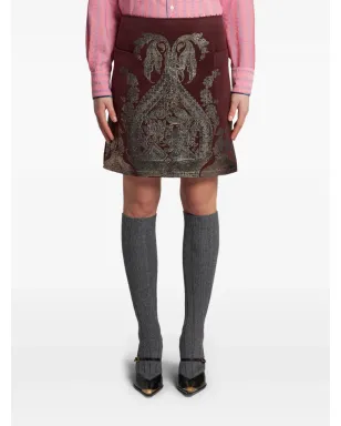 ETRO プリント メタリックエフェクト ミニスカート - レッド - サムネイル3