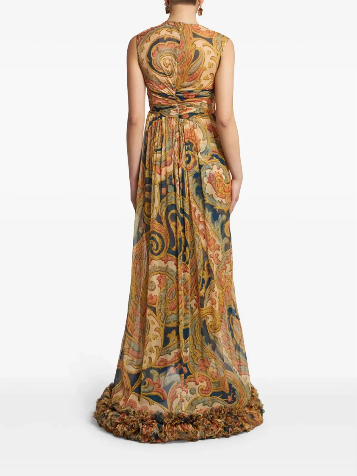 ETRO ギャザー細工プリントシルク マキシドレス - 画像3