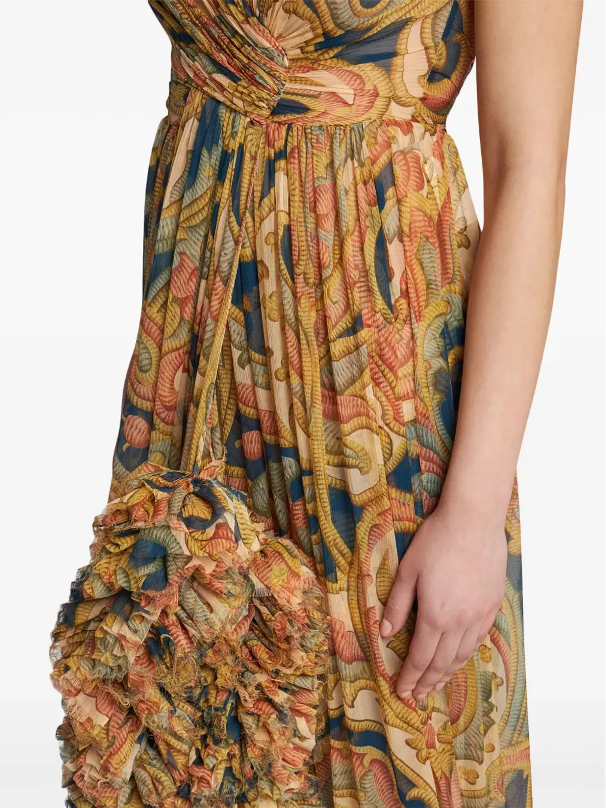 ETRO ギャザー細工プリントシルク マキシドレス - 画像4