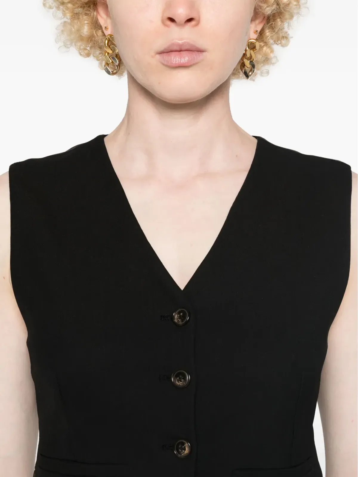 Erika Cavallini シングルブレスト クロップド ウエストコート - 画像5