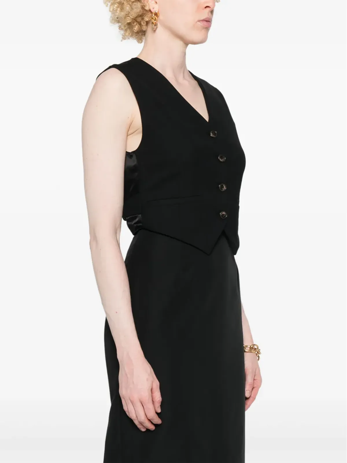Erika Cavallini シングルブレスト クロップド ウエストコート - 画像3