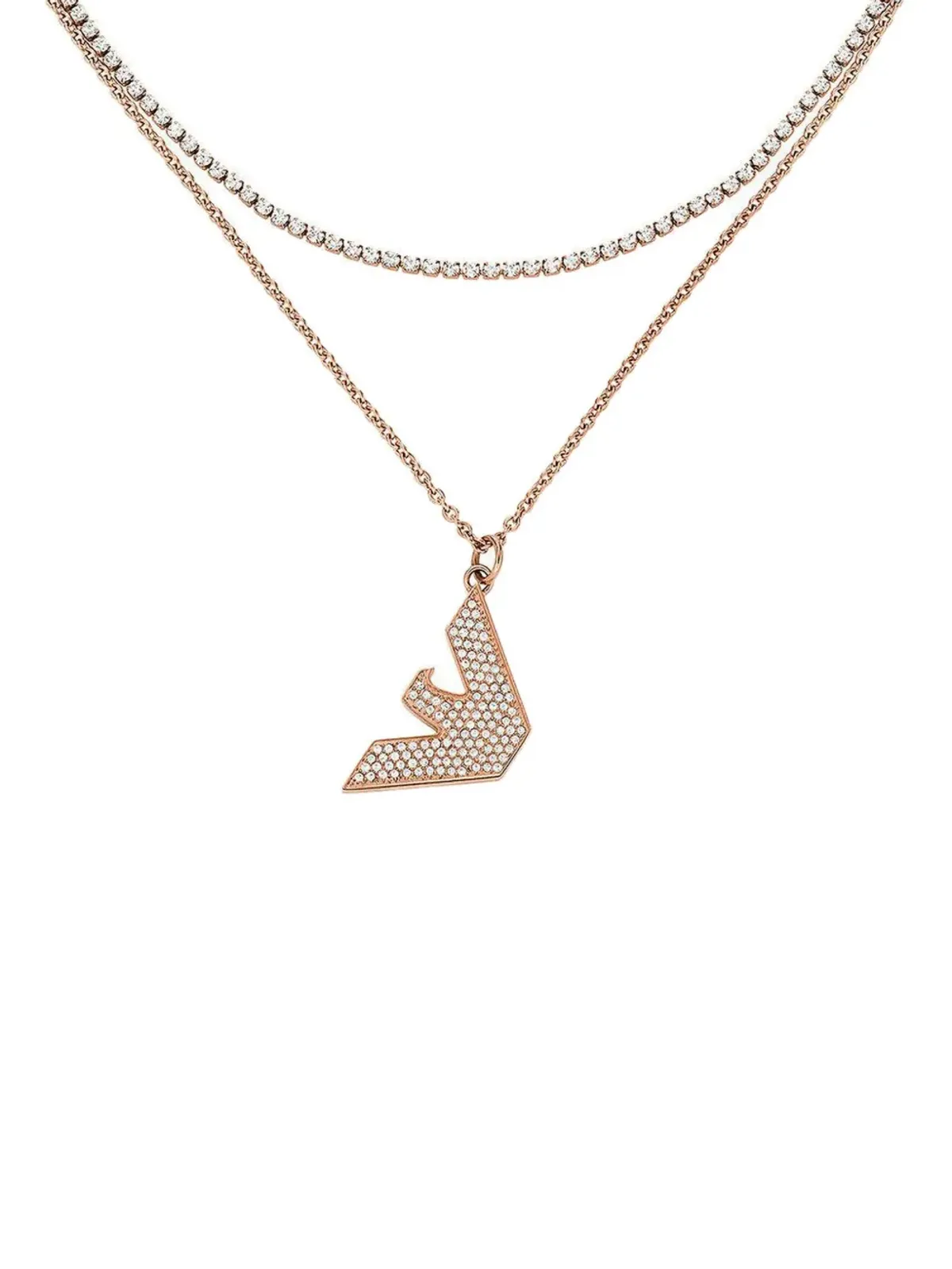 Emporio Armani ロゴチャーム ネックレス - ピンク - 画像2
