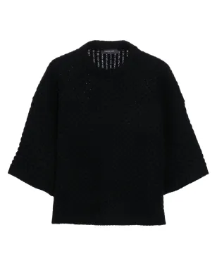 Fabiana Filippi グリッドステッチ ニットTシャツ ブラック - サムネイル1
