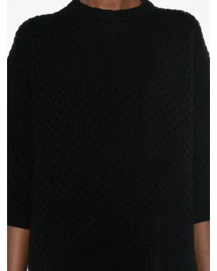 Fabiana Filippi グリッドステッチ ニットTシャツ ブラック - サムネイル5