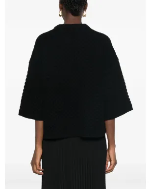 Fabiana Filippi グリッドステッチ ニットTシャツ ブラック - サムネイル4