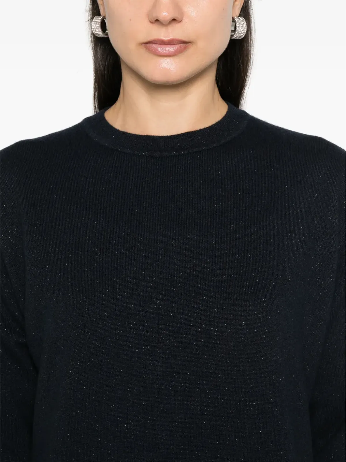 Fabiana Filippi クルーネック グリッター入りニット ブルー - 画像5