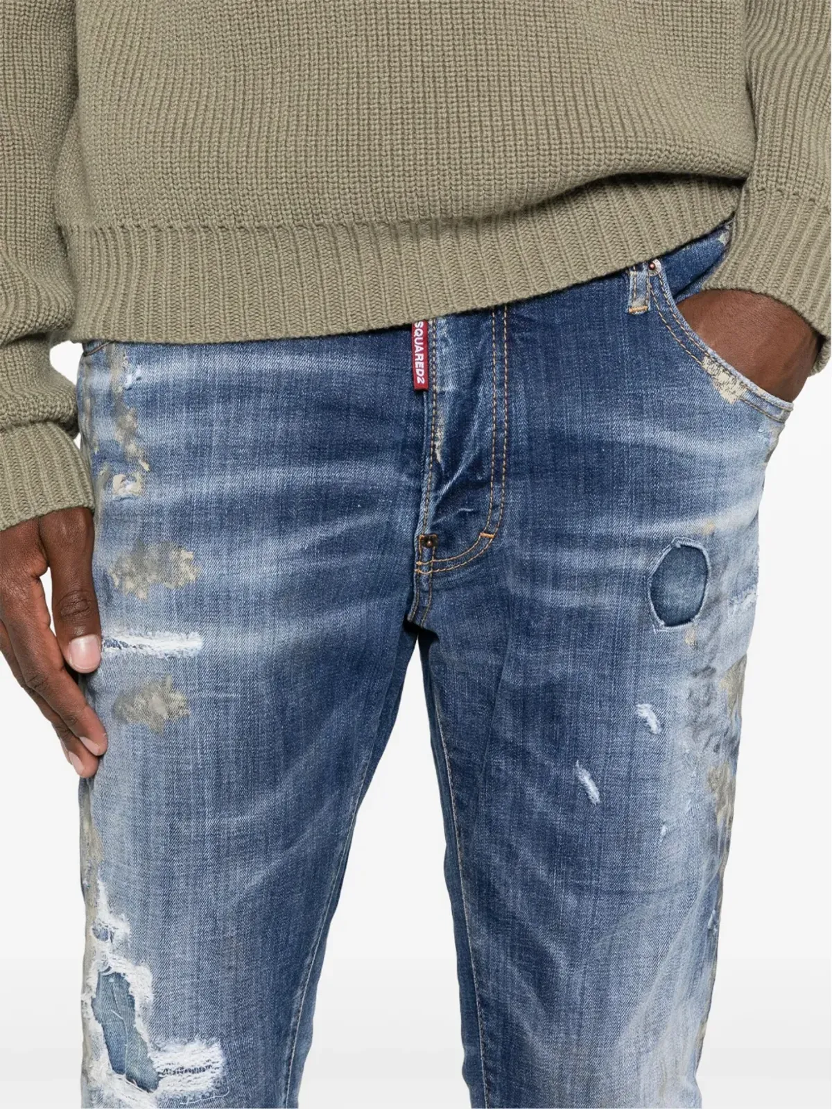 DSQUARED2 スケーターデニム ダメージ加工 スキニージーンズ ブルー - 画像5