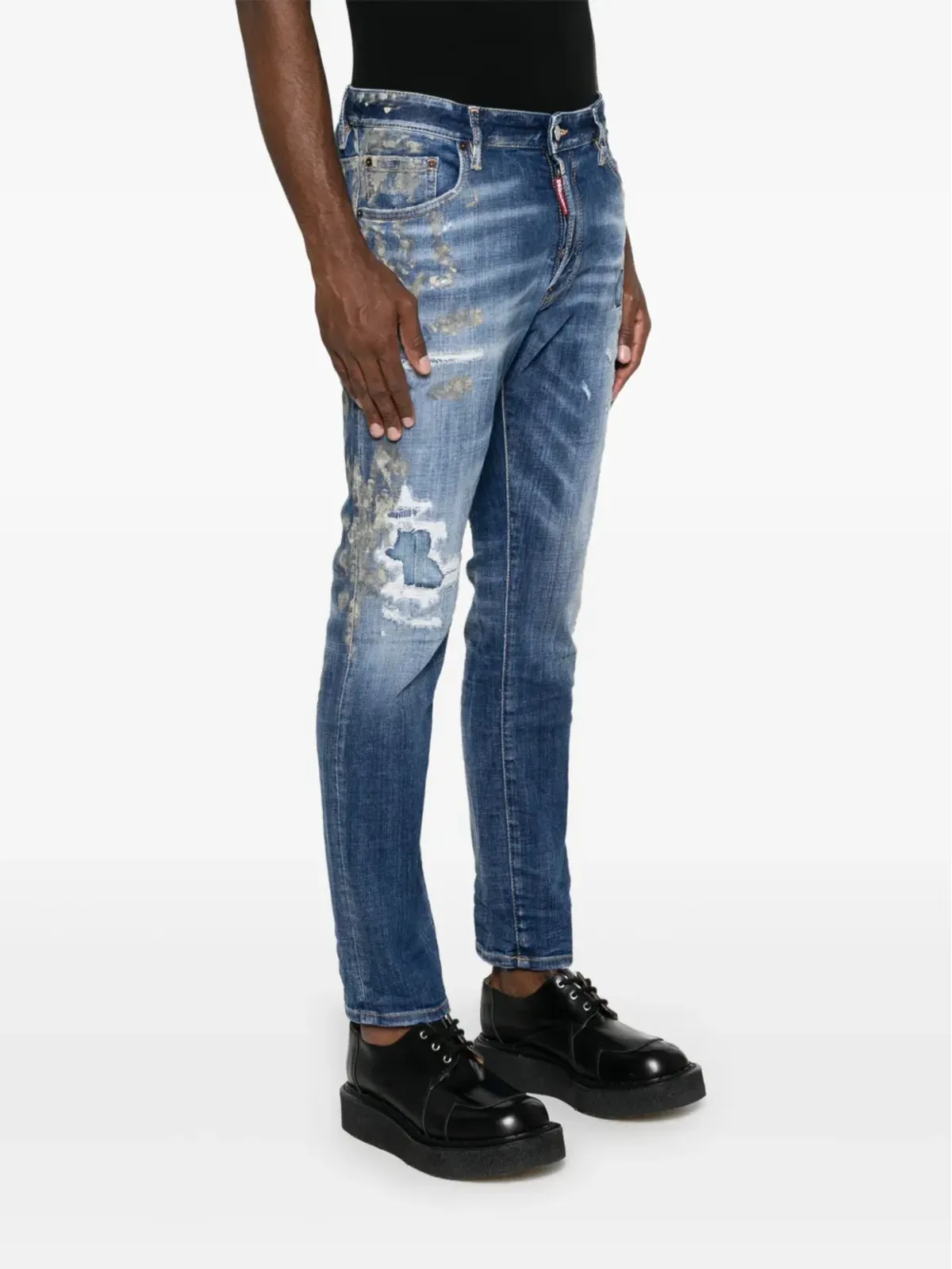 DSQUARED2 スケーターデニム ダメージ加工 スキニージーンズ ブルー - 画像3