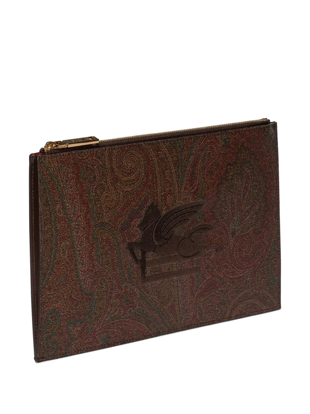 ETRO ロゴ刺繍クラッチバッグ - ブラウン - 画像3