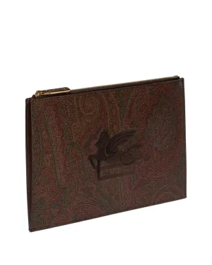 ETRO ロゴ刺繍クラッチバッグ - ブラウン - サムネイル3