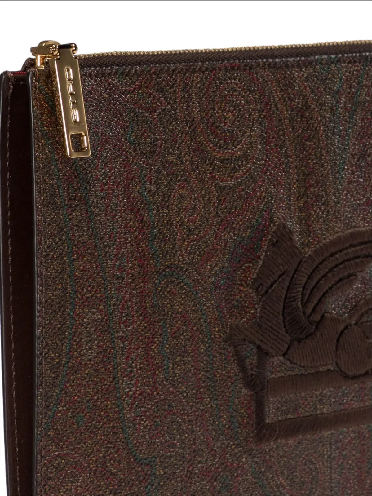 ETRO ロゴ刺繍クラッチバッグ - ブラウン - 画像4