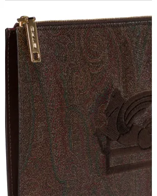 ETRO ロゴ刺繍クラッチバッグ - ブラウン - サムネイル4