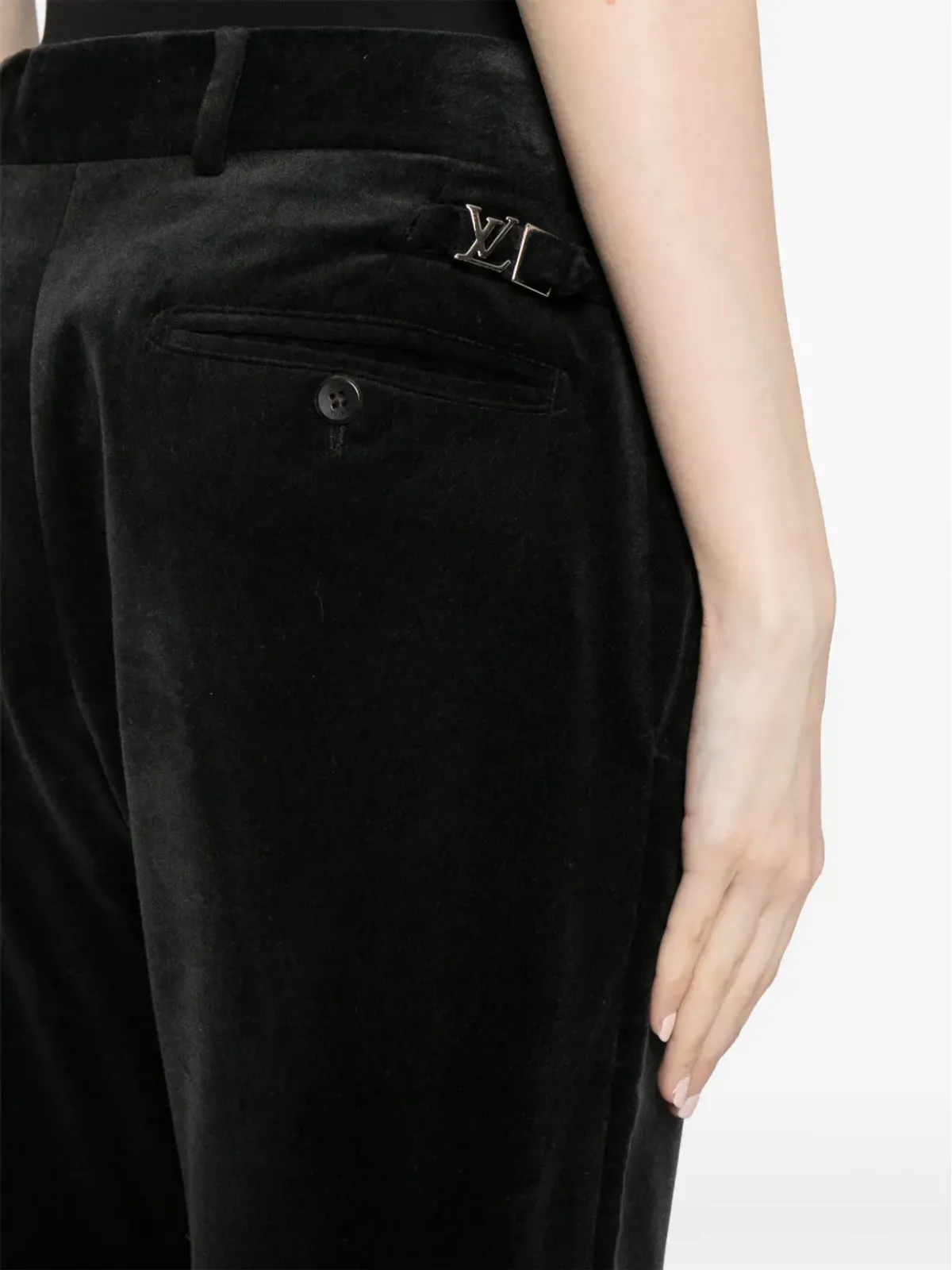 Louis Vuitton ビンテージ 1990-2000年代 テーパードベルベットパンツ - ブラック - 画像5