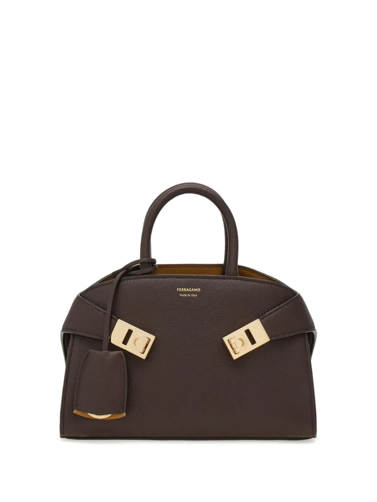 Ferragamo ミニ ハグ ガンチーニバックル レザートートバッグ - ブラウン - 画像1
