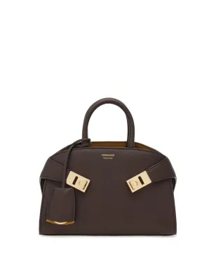 Ferragamo ミニ ハグ ガンチーニバックル レザートートバッグ - ブラウン - サムネイル1